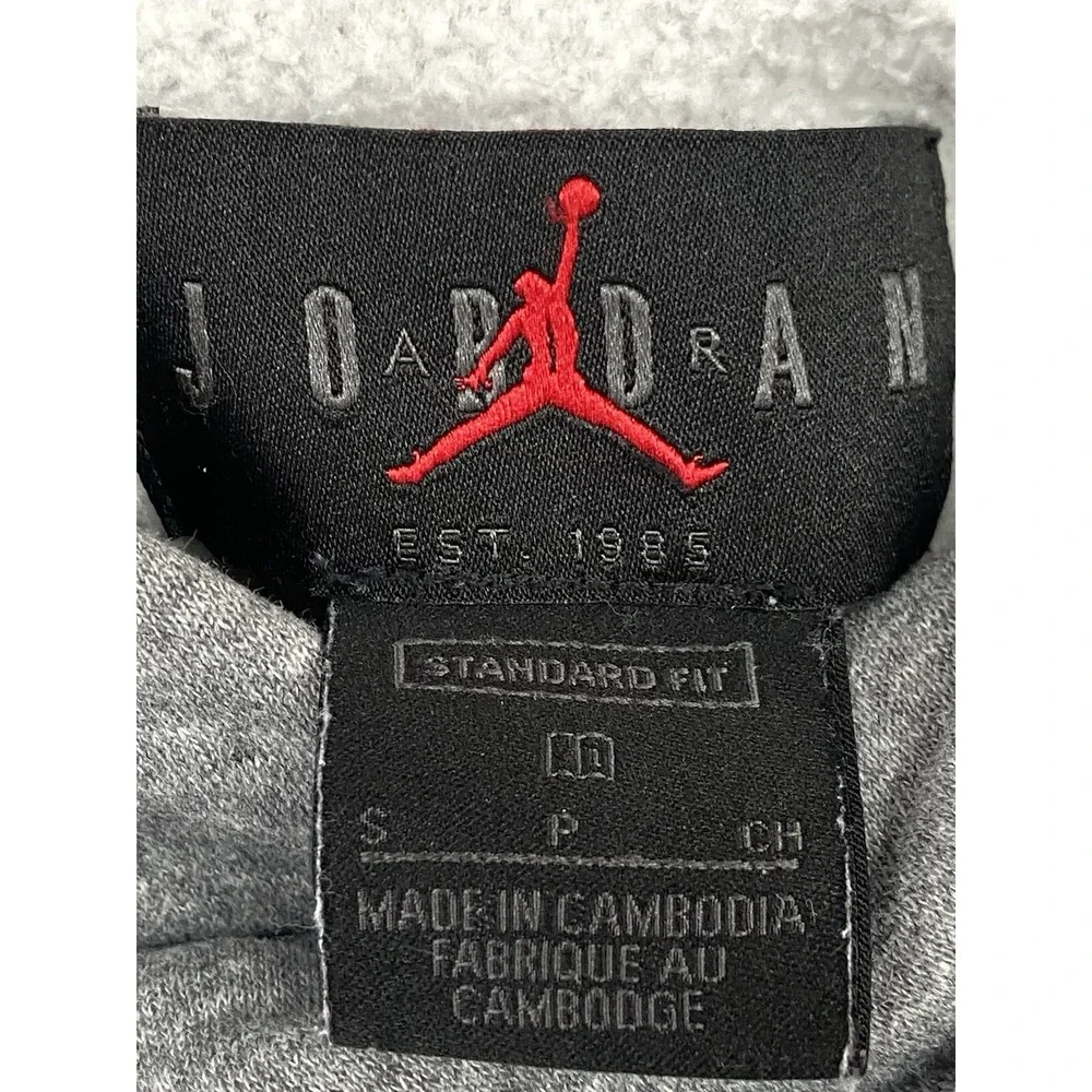 Nike Air Jordan Sweatshirt Hoodie Mens SMALL Gray Black‎ Jumpman Logo Pocket